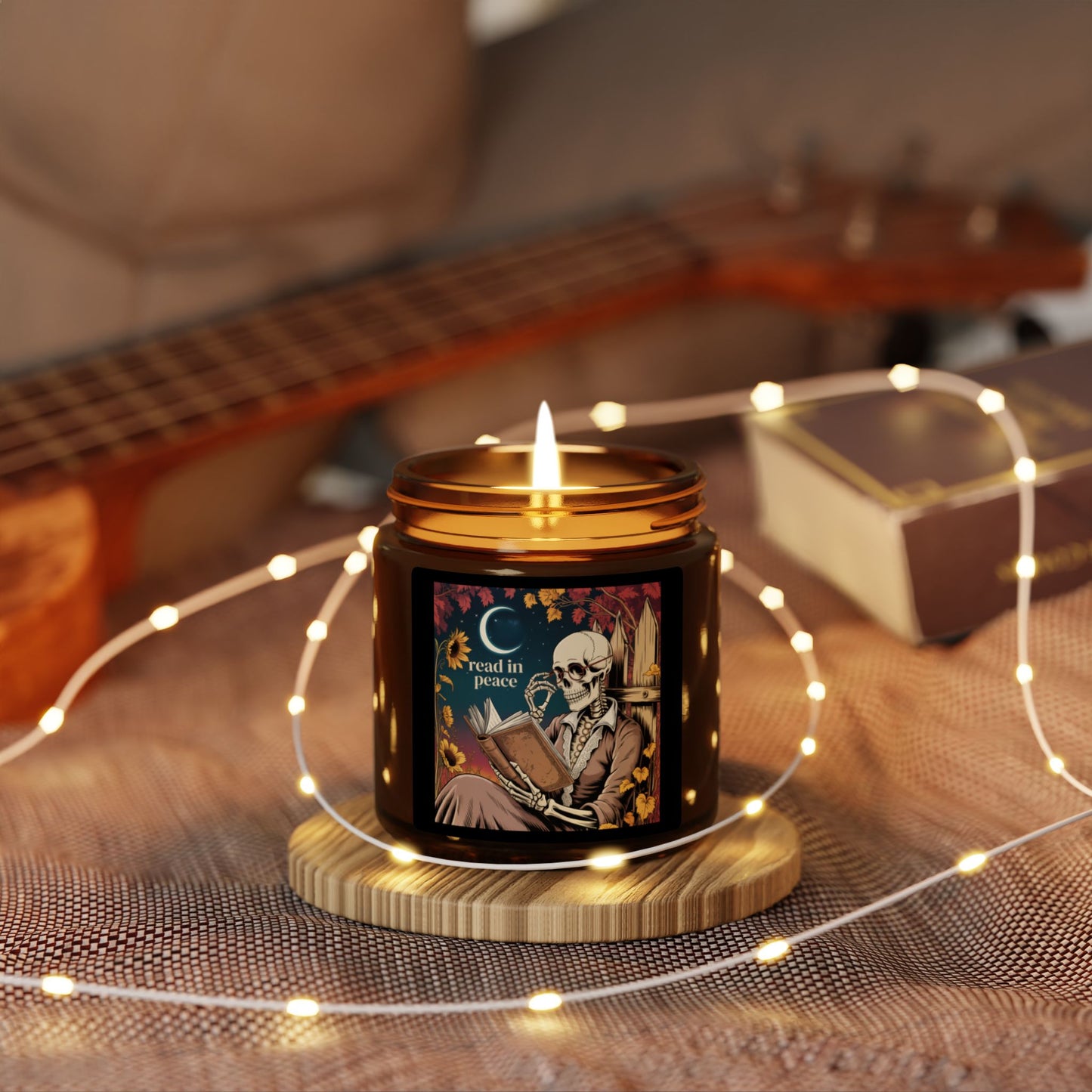 Scented Soy Candle - Peaceful Reading Vibes, Cozy Home Decor, Gift for Book Lovers, Relaxation, Halloween Decor