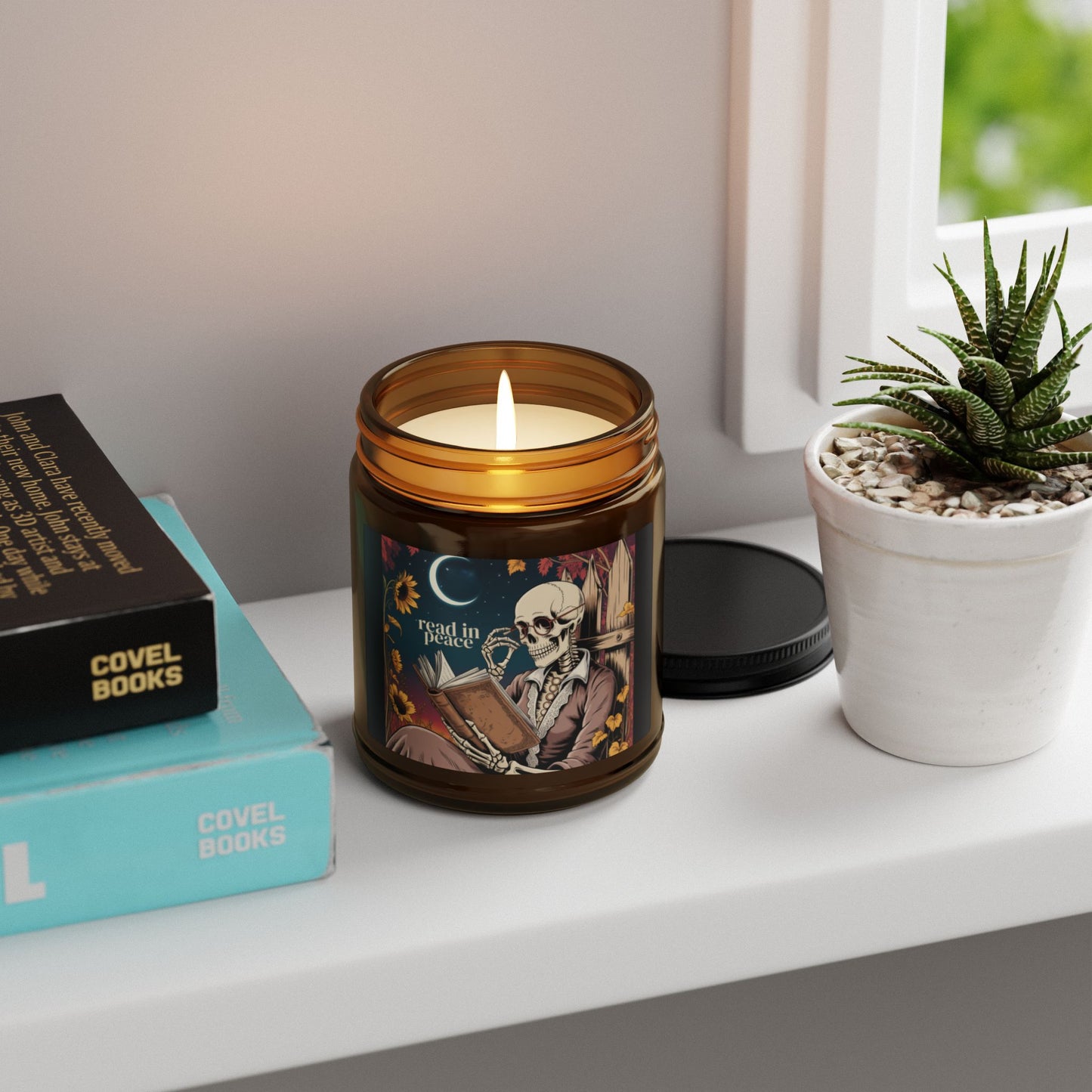 Scented Soy Candle - Peaceful Reading Vibes, Cozy Home Decor, Gift for Book Lovers, Relaxation, Halloween Decor