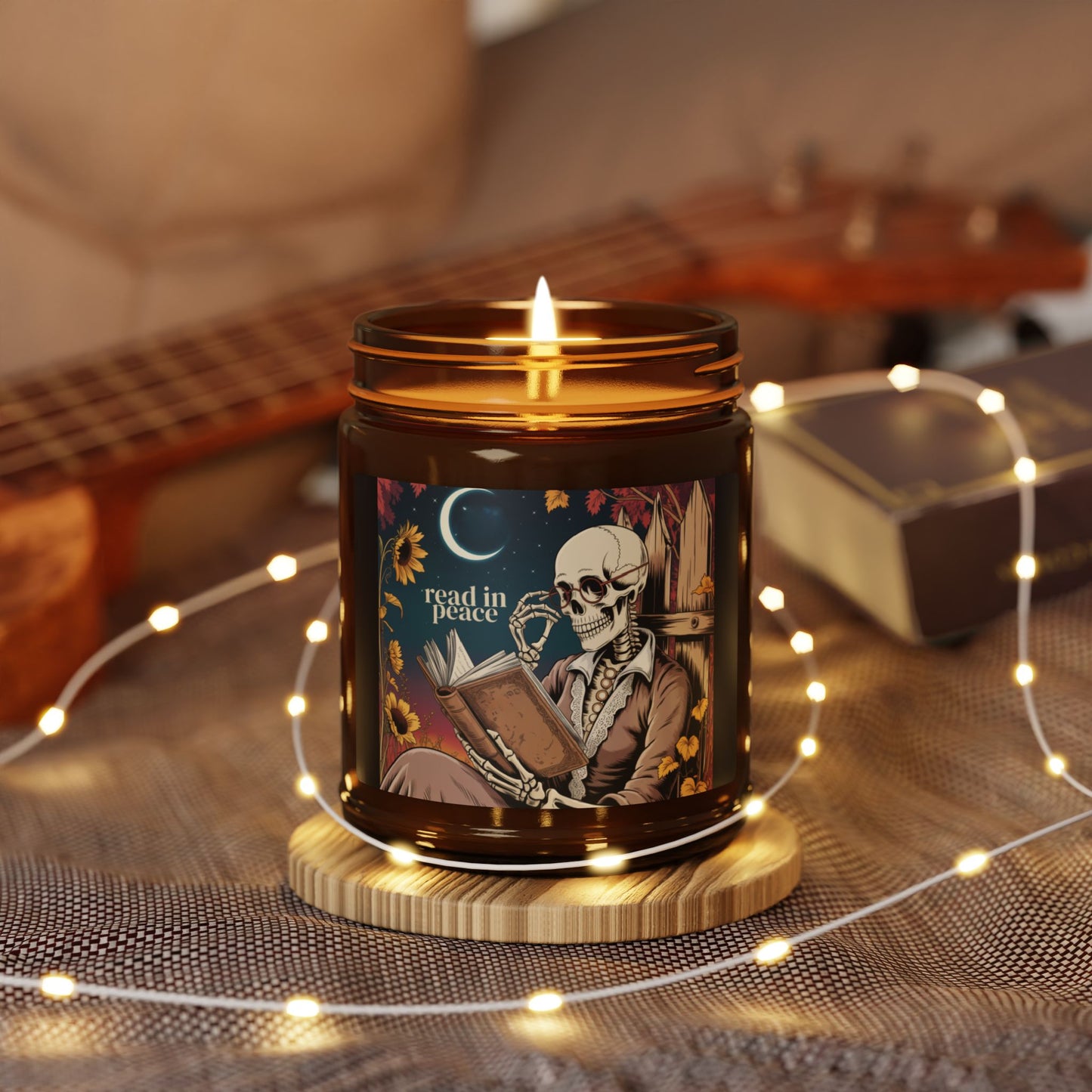Scented Soy Candle - Peaceful Reading Vibes, Cozy Home Decor, Gift for Book Lovers, Relaxation, Halloween Decor