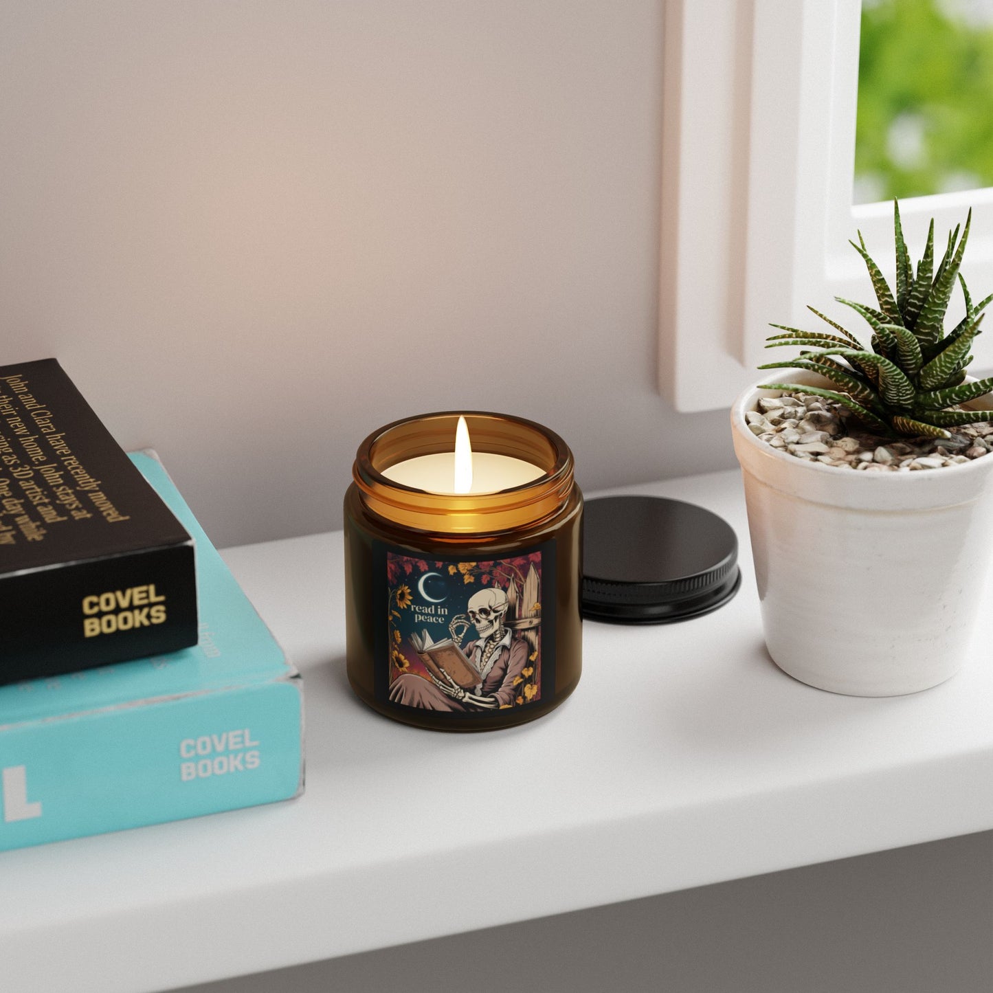 Scented Soy Candle - Peaceful Reading Vibes, Cozy Home Decor, Gift for Book Lovers, Relaxation, Halloween Decor