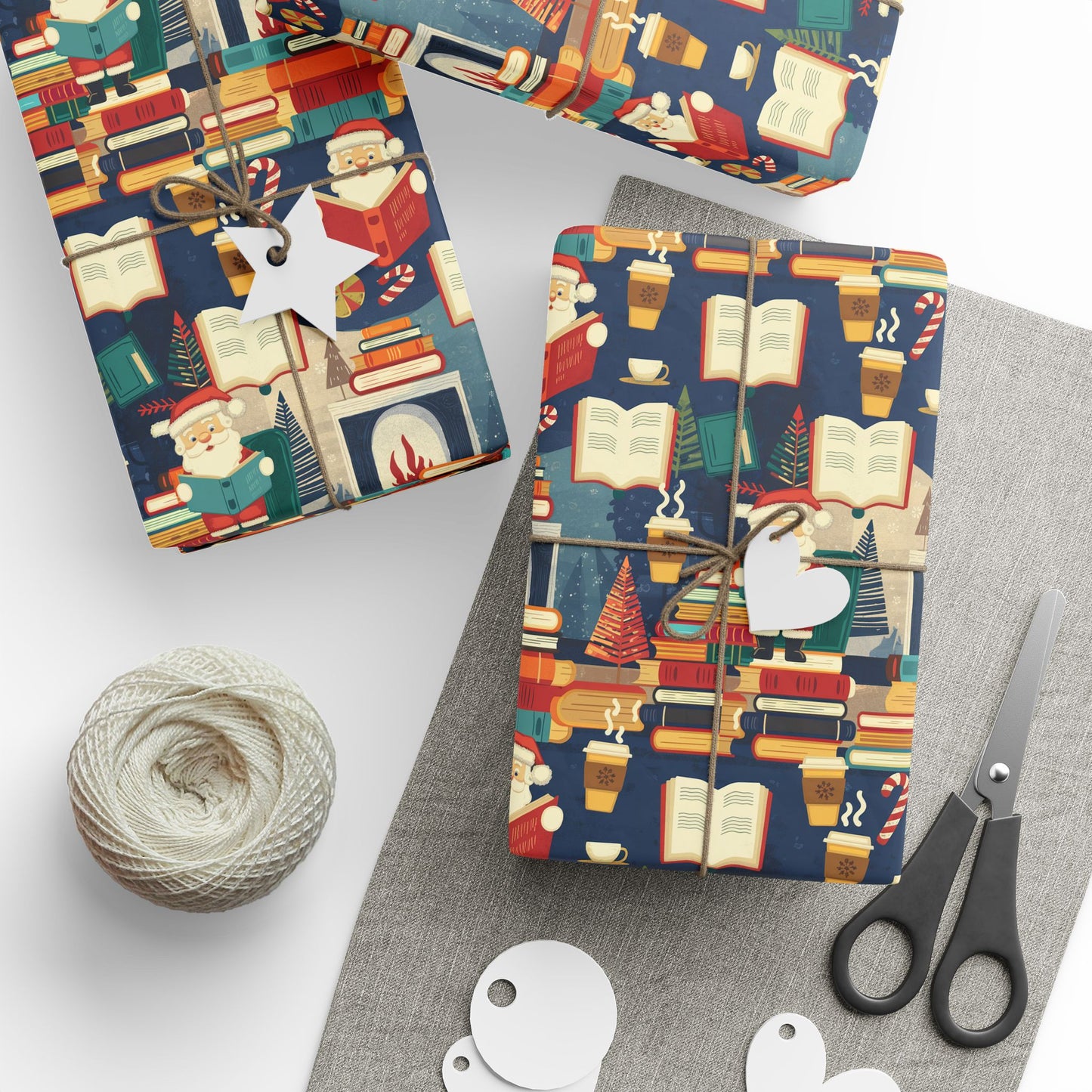 Gift Wrapping Paper - Santa in His Library