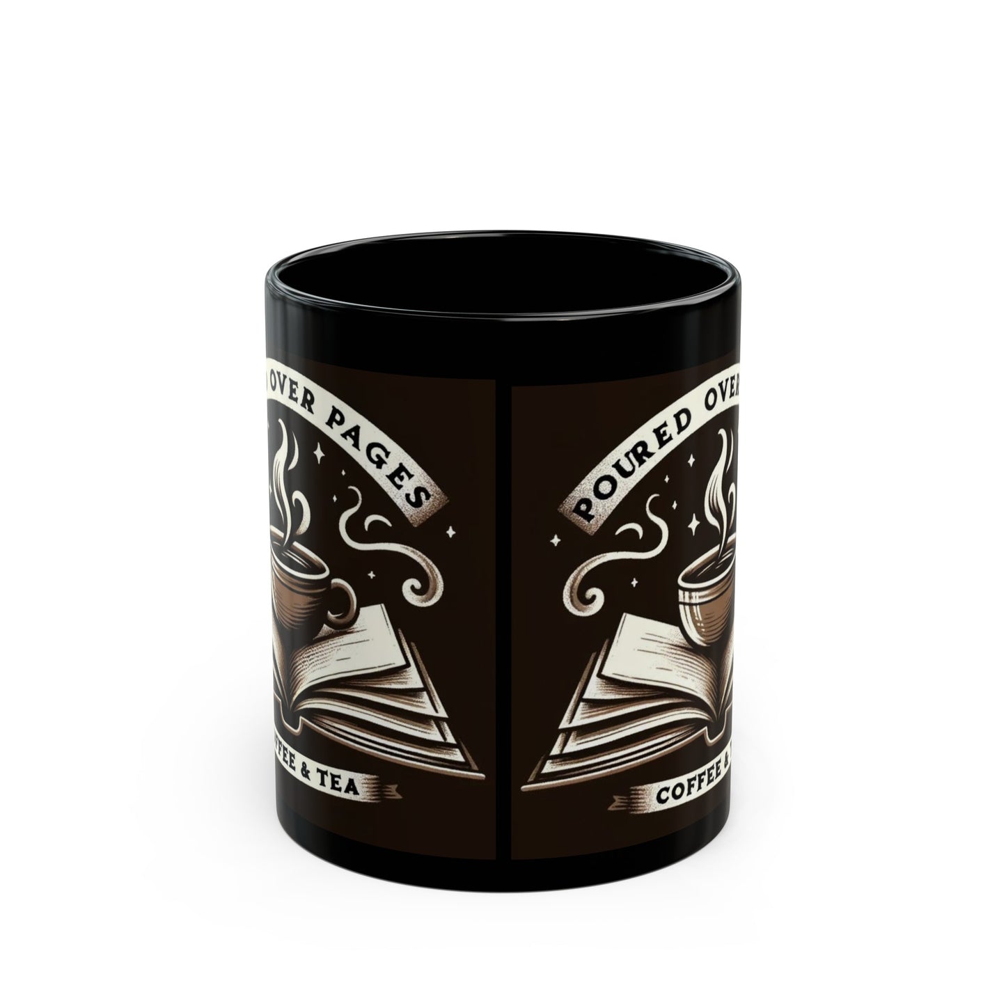 XYZ Poured Over Pages Black Mug (11oz)