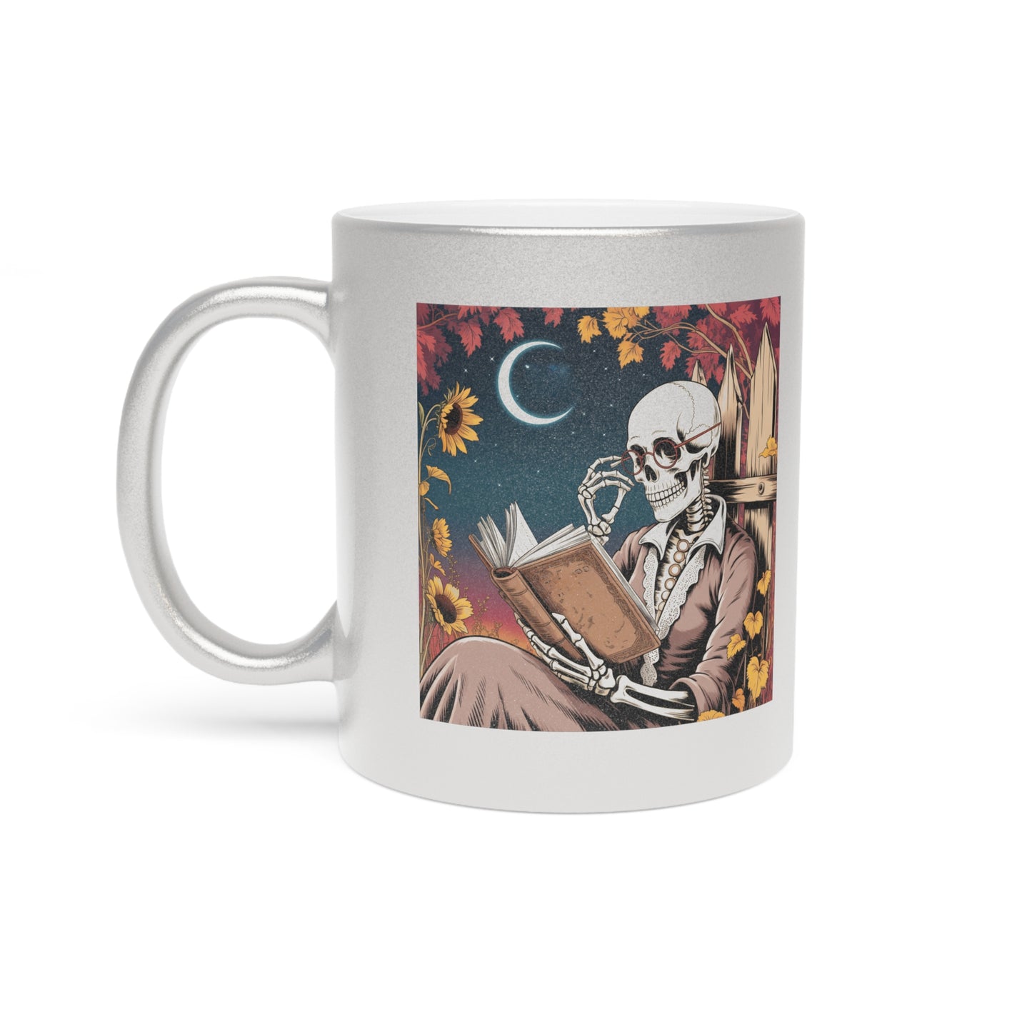 Gothic Reading Mug, Halloween Decor, Skeleton Coffee Cup, Spooky Gift, Autumn Vibes