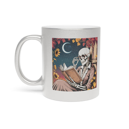 Gothic Reading Mug, Halloween Decor, Skeleton Coffee Cup, Spooky Gift, Autumn Vibes