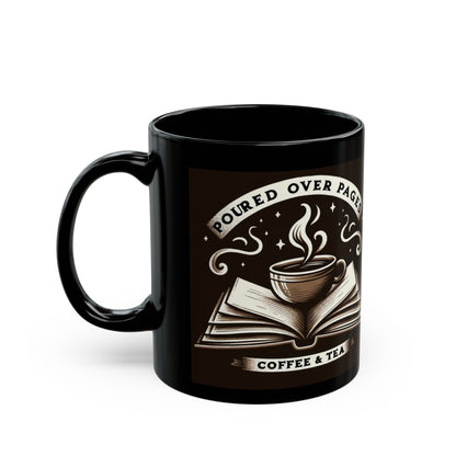 XYZ Poured Over Pages Black Mug (11oz)