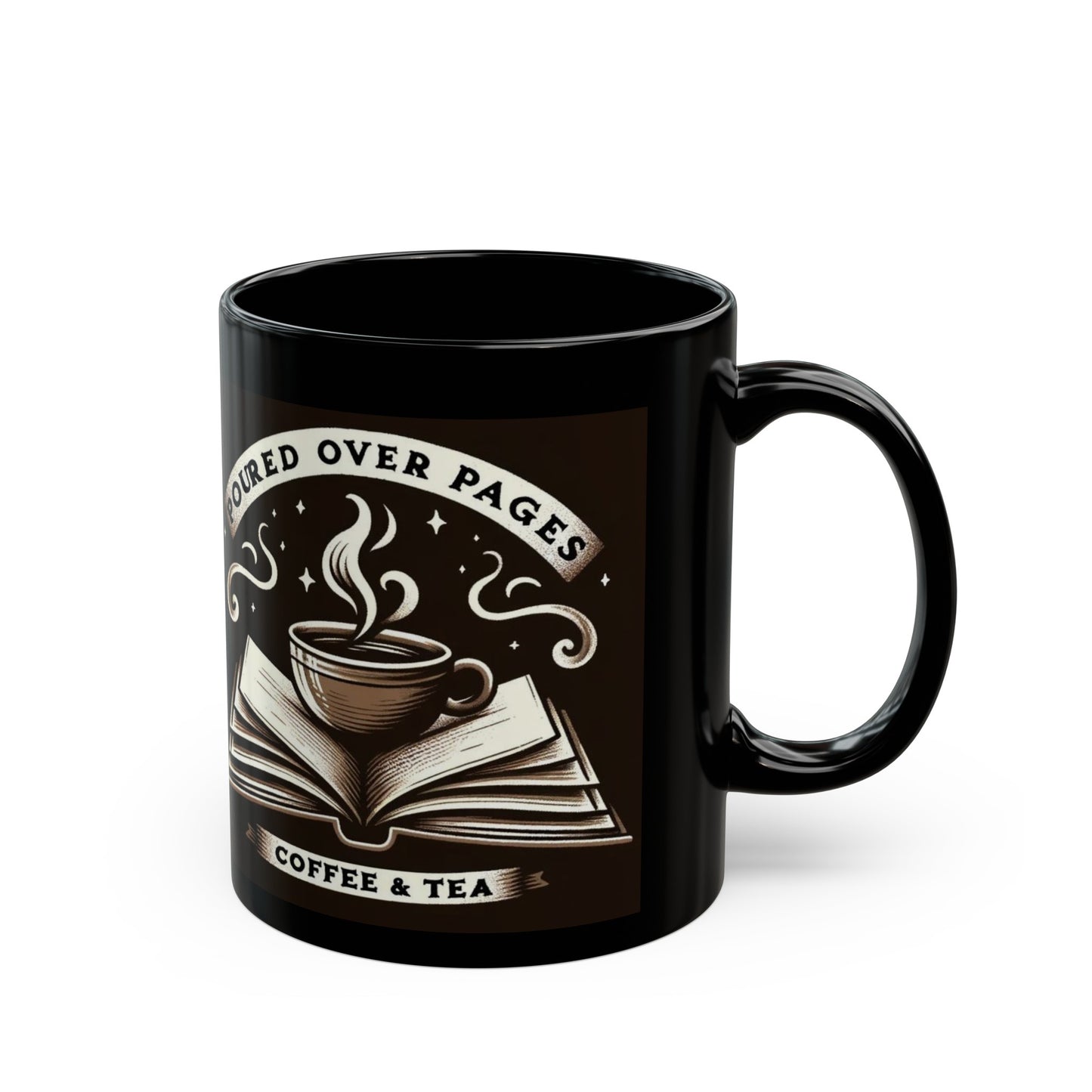 XYZ Poured Over Pages Black Mug (11oz)